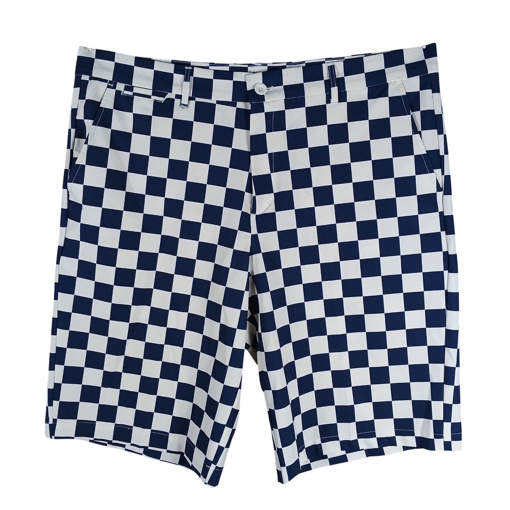 Lesmart Golf Shorts Men Size 38 Blue White Checkered Performance Standard Fit